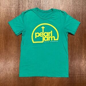 Pearl Jam Seattle Washington Space Needle Retro Graphic T-Shirt Green Small